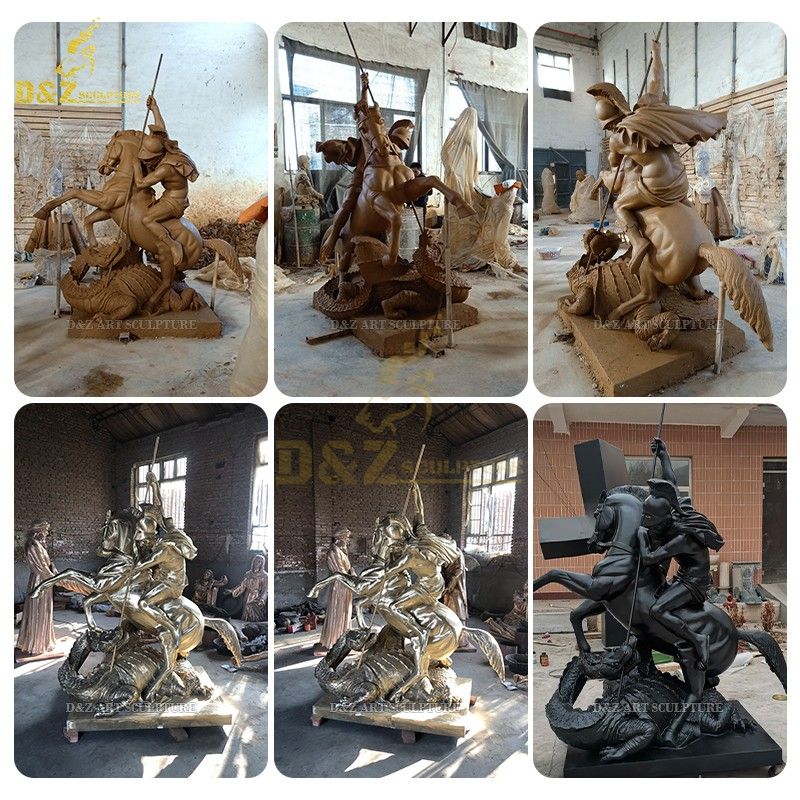 Factory Wholesale Have Mold Bronze Life Size Saint George Riding Statue