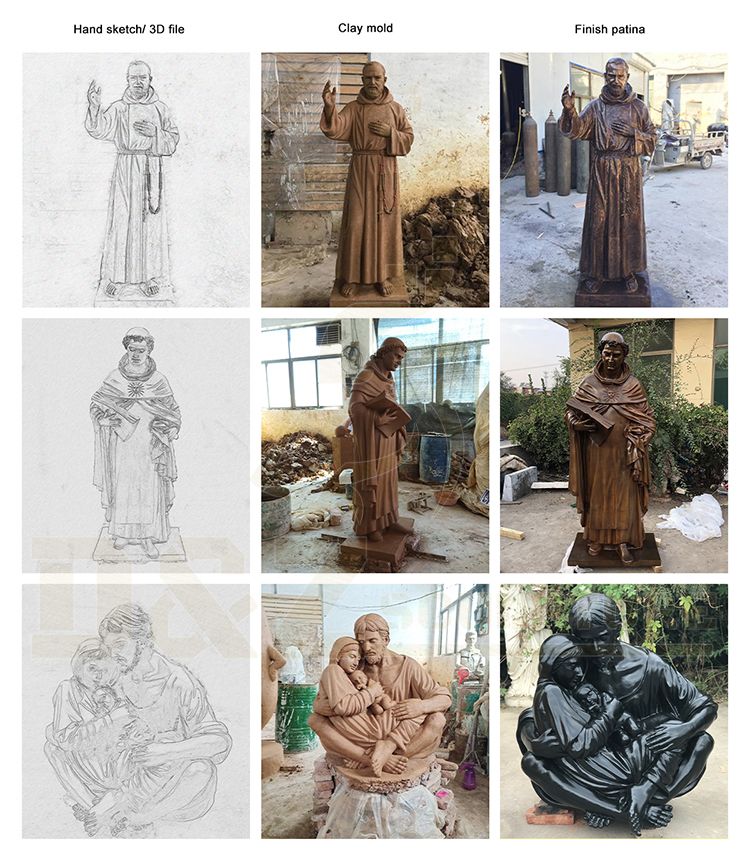 Indoor and outdoor high-quality brass Joseph and Jesus statues for sale
