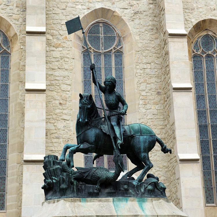 High quality religious sculpture bronze saint george statues