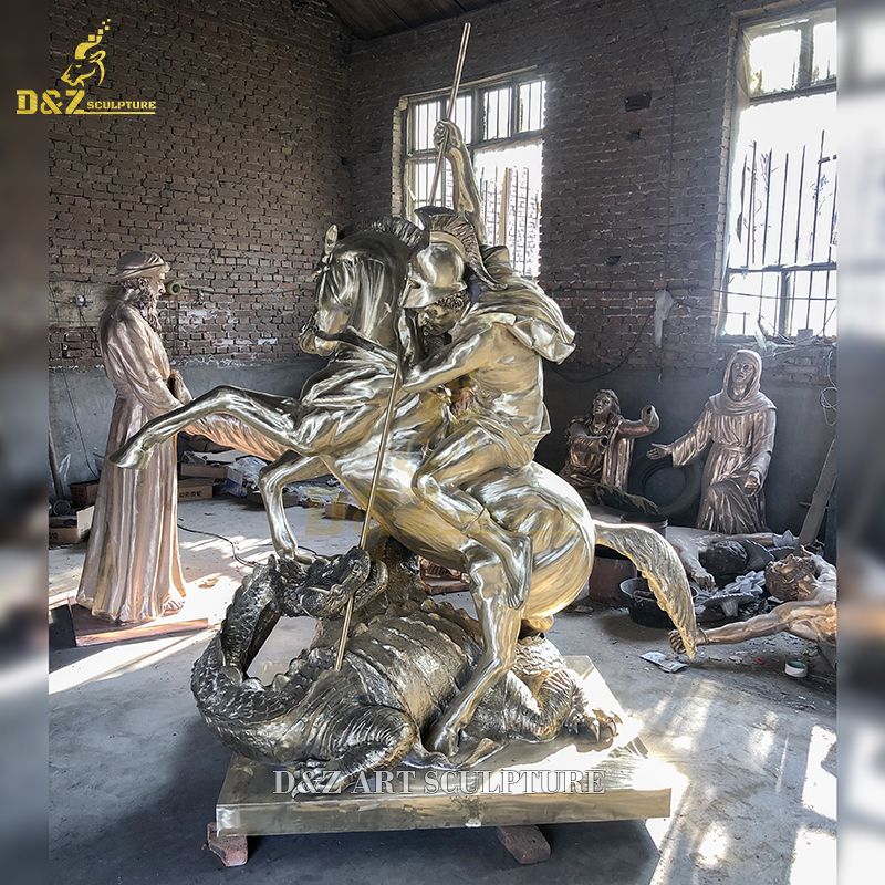 Factory Customized Bronze Saint George and Dragon Sculpture
