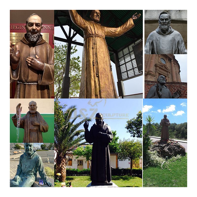 Famous bronze religious decoration San Padre Pio statue for sale