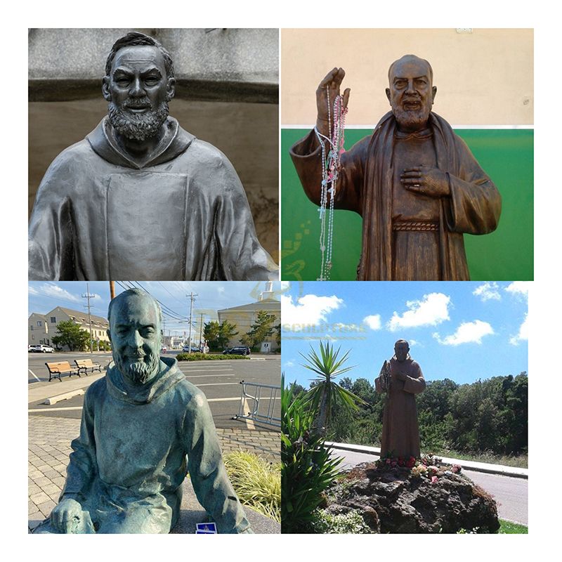 Life-size bronze statue of Saint Padre Pio used for decoration