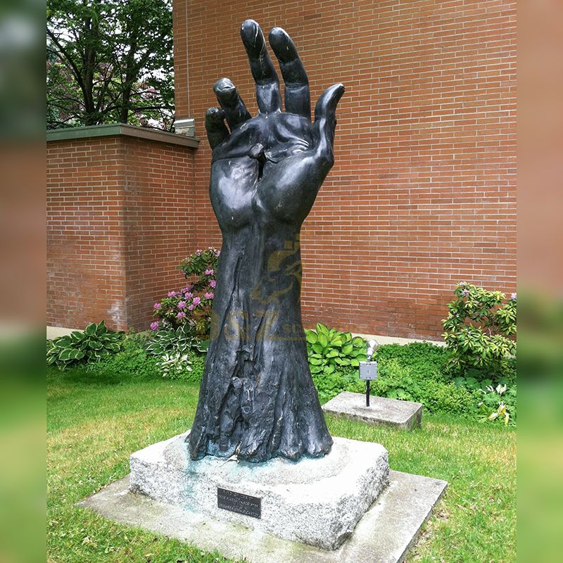 large Decoration  Antique Bronze Effect hand Decor bronze jesus Hand Sculpture on Base