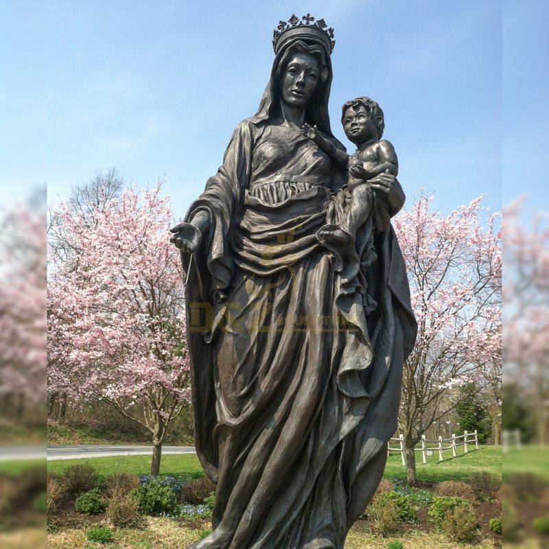 Garden sculpture high quality religious decoration bronze Mary and baby Jesus statue for sale