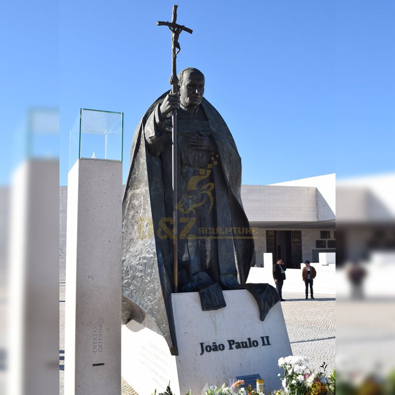 Outdoor religious decoration memorial sculpture Saint John Paul II statue